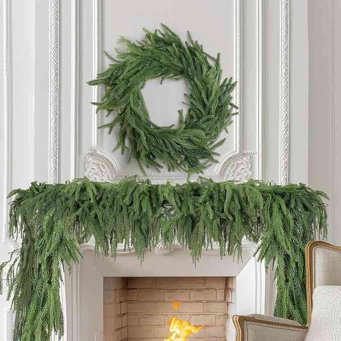 Premium Norfolk Pine Garland & Wreath | Joyful Greenery & Holiday Outdoor Decor