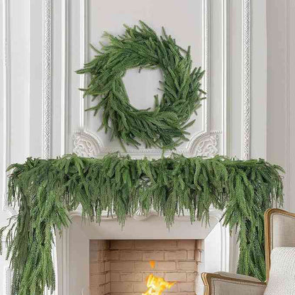 Premium Norfolk Pine Garland & Wreath | Joyful Greenery & Holiday Outdoor Decor