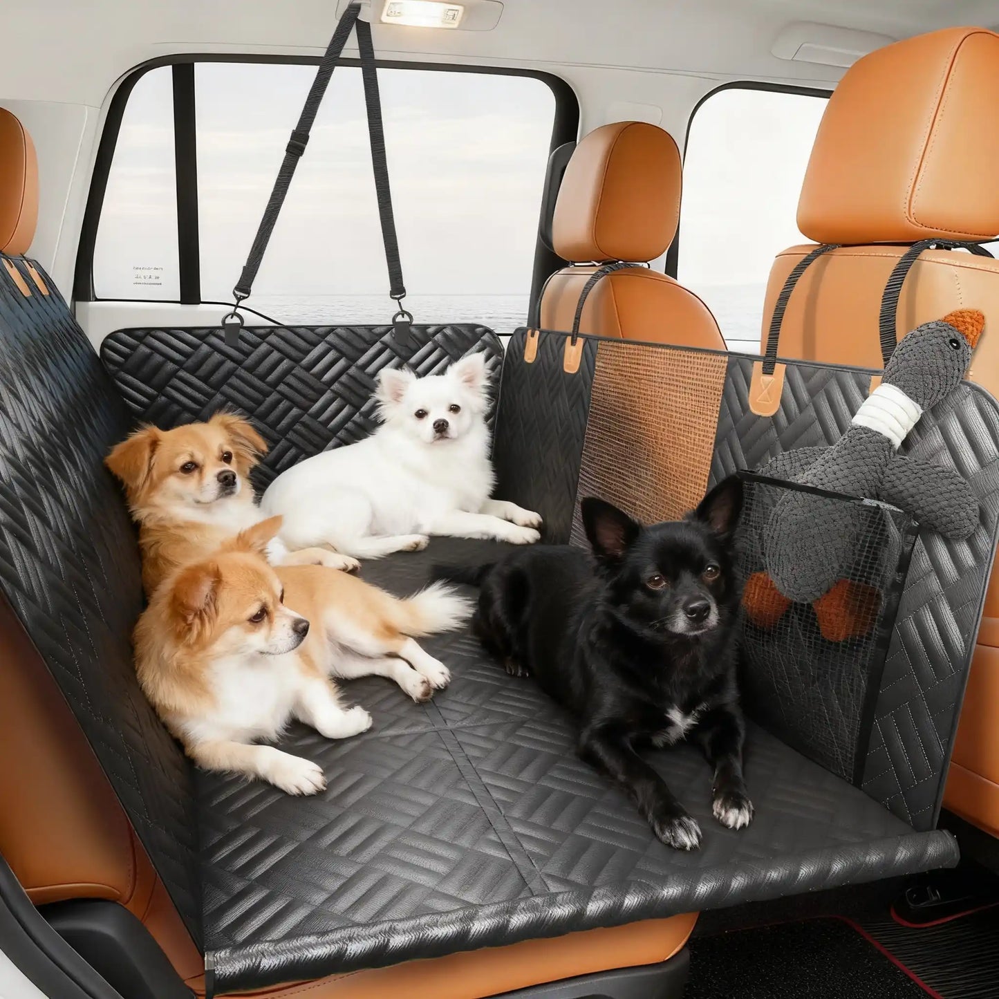 Hard Bottom Dog Car Seat Cover & Back Seat Extender