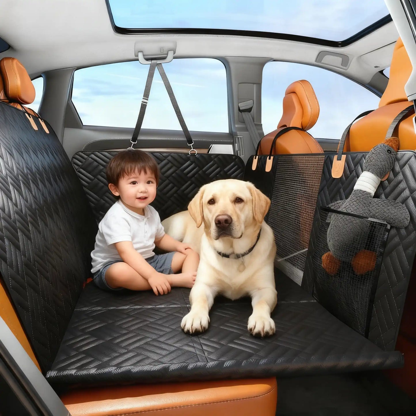 Hard Bottom Dog Car Seat Cover & Back Seat Extender