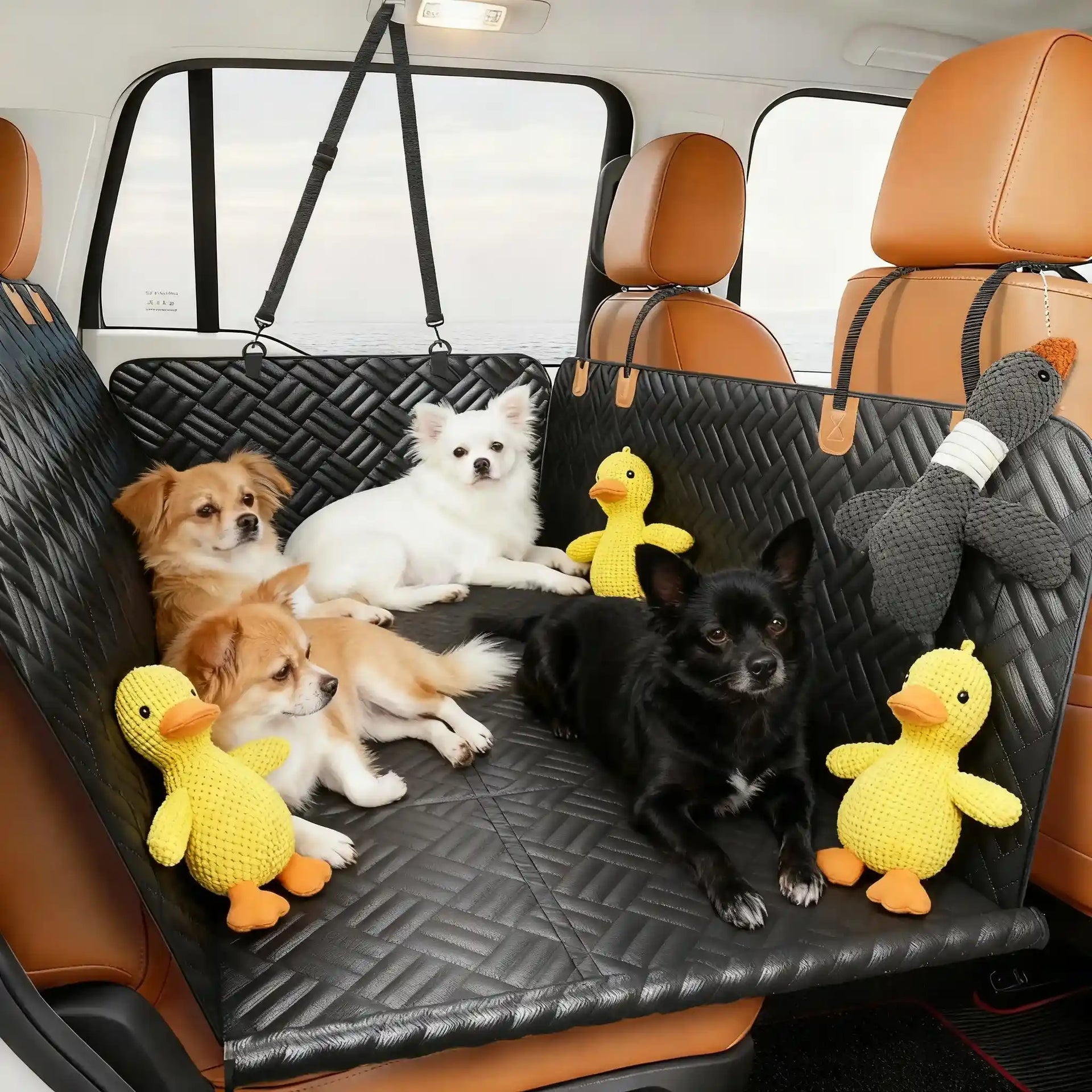 Hard Bottom Dog Car Seat Cover & Back Seat Extender