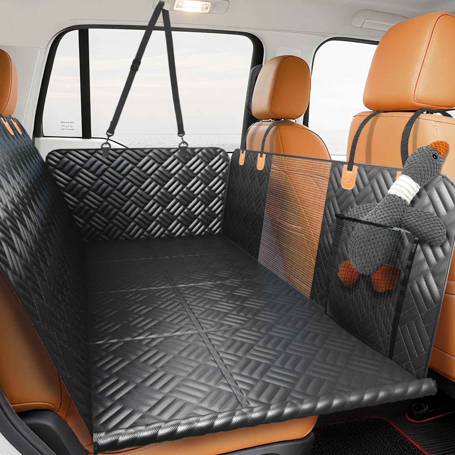 Hard Bottom Dog Car Seat Cover & Back Seat Extender